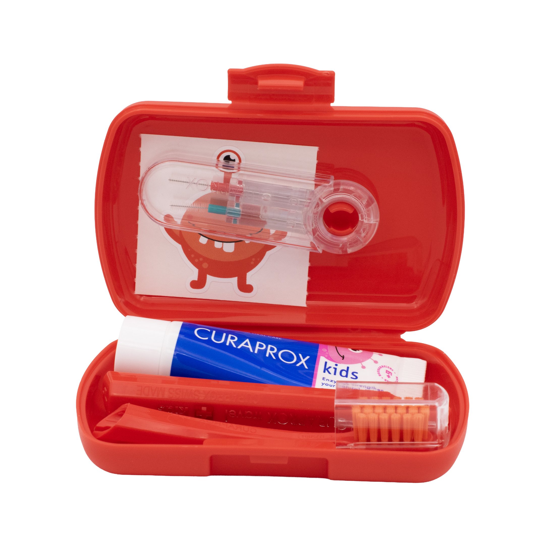 Curaprox Travel Set Kids cestovná sada pre deti - červená