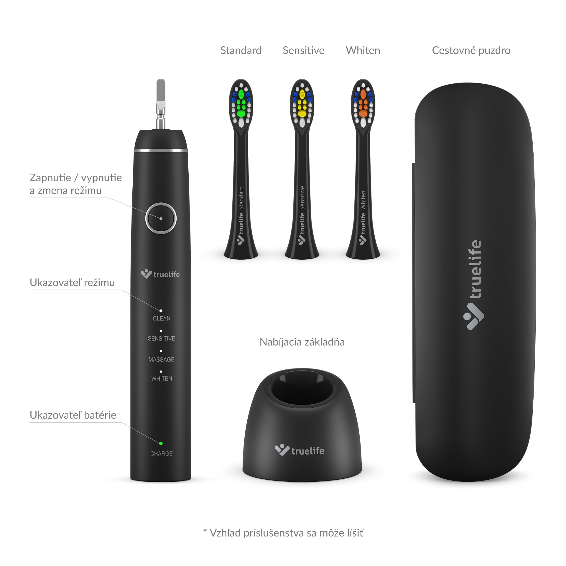 TrueLife SonicBrush Compact Black sonická kefka - ROZBALENÝ TOVAR