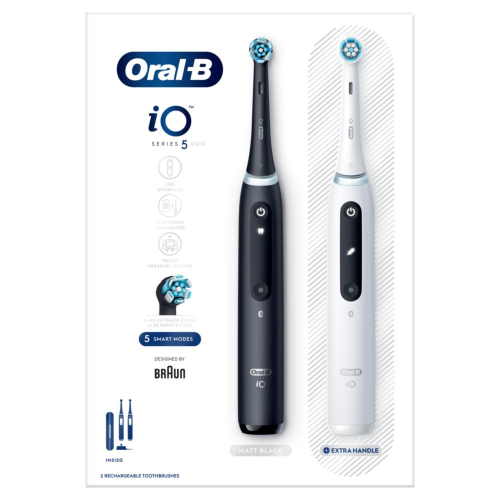 Oral-B iO Series 5 Duo Black+White magnetická kefka 2 ks - ROZBALENÝ TOVAR