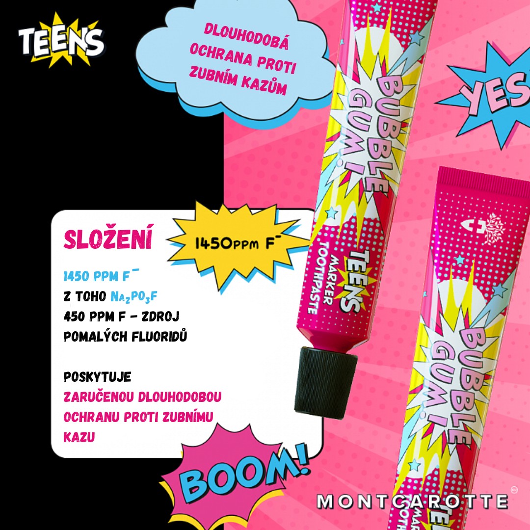 MontCarotte Marker Teens Bubble Gum zubná pasta 30 ml