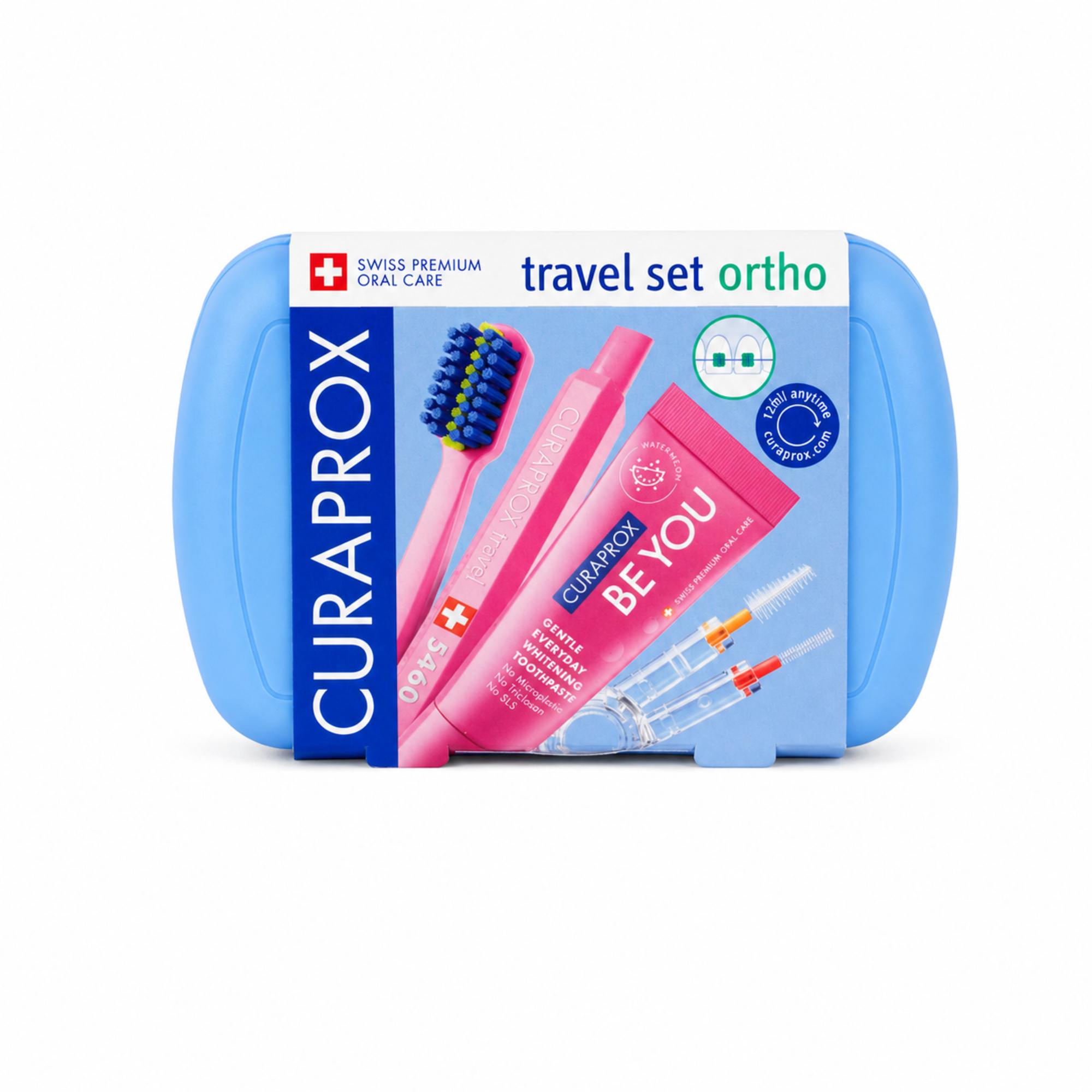 Curaprox cestovná sada pre starostlivosť o zubný strojček - MODRÁ