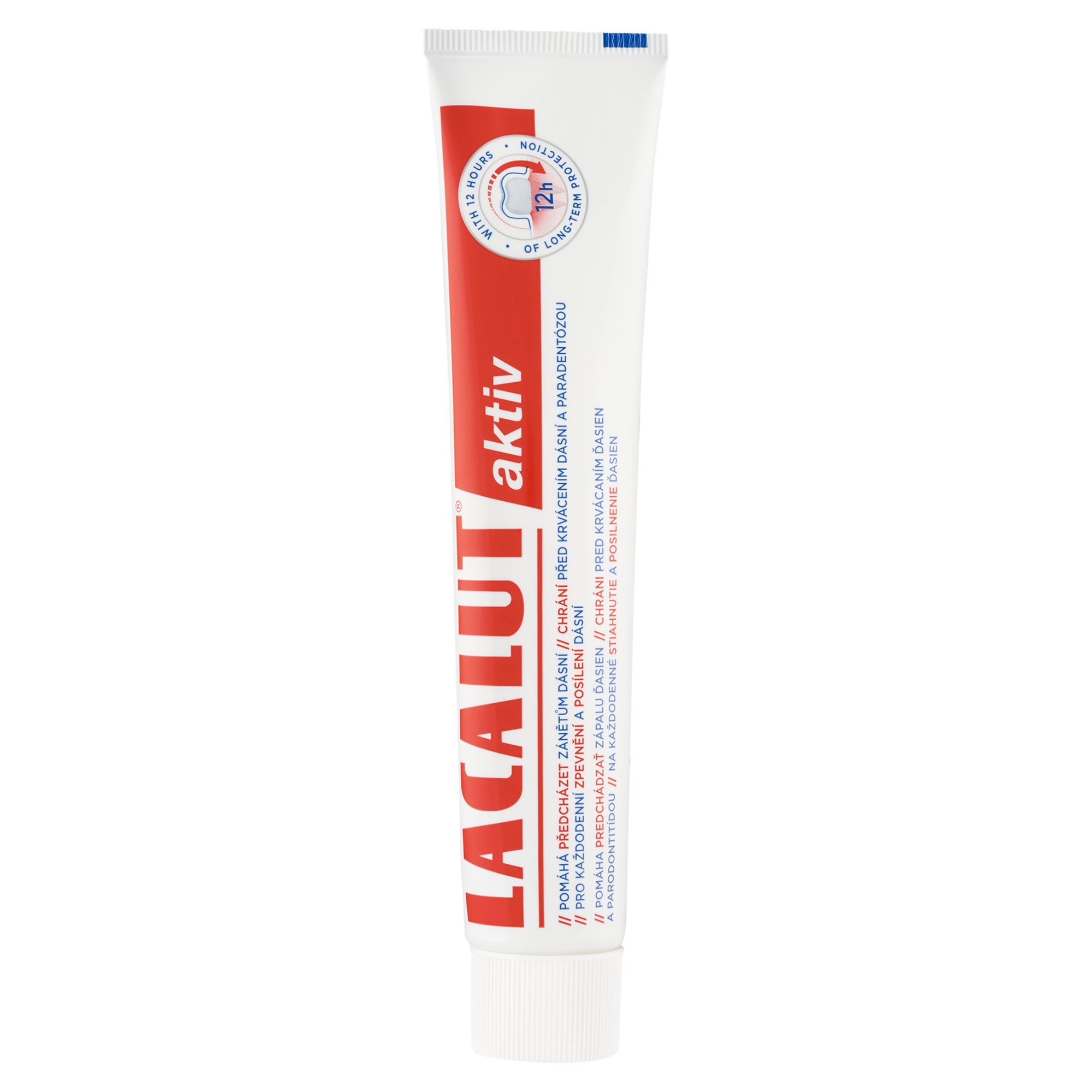 Lacalut Aktiv zubná pasta 75 ml - Lacalut Aktiv zubná pasta tuba biela červená