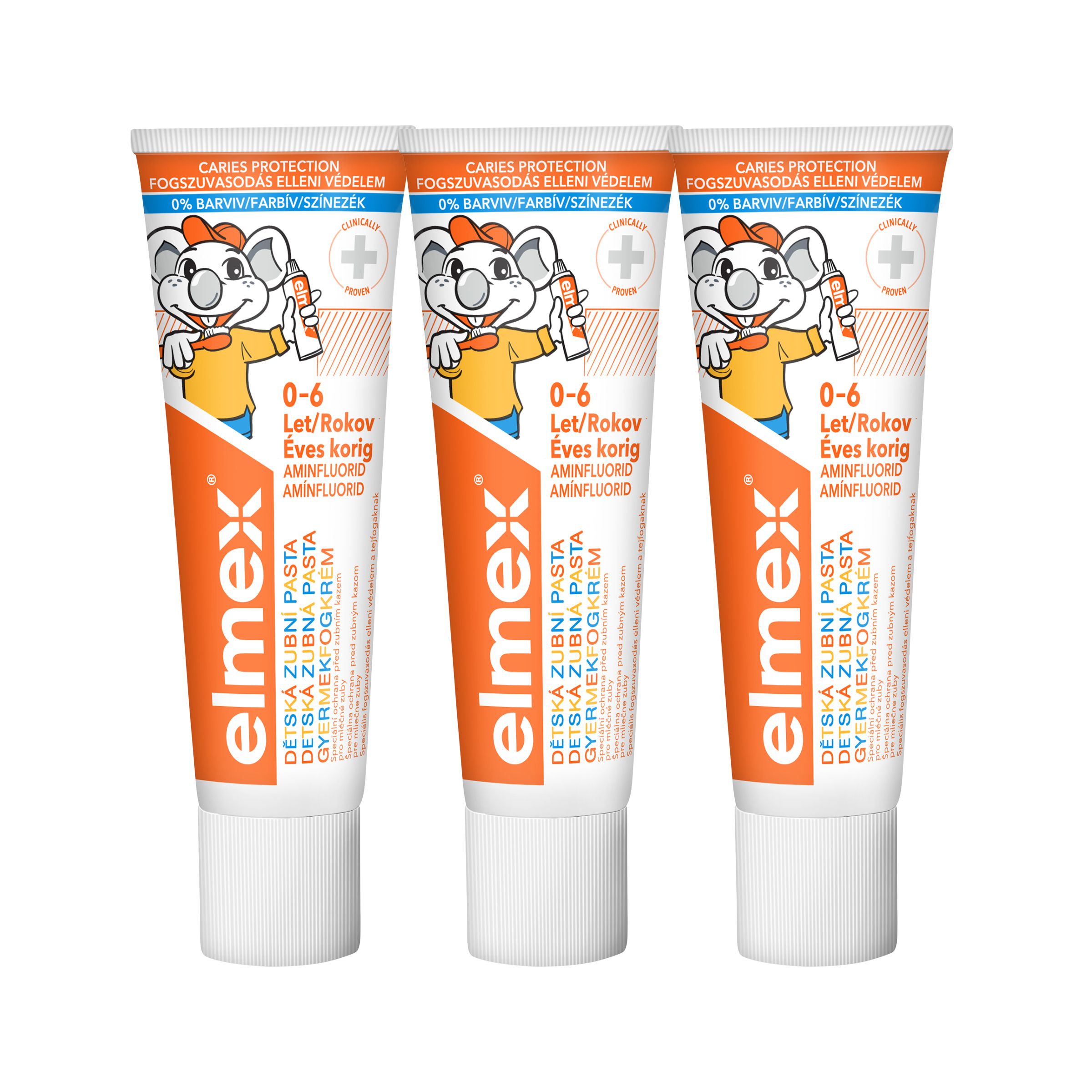 Elmex Kids 0–6 detská zubná pasta 3×50 ml