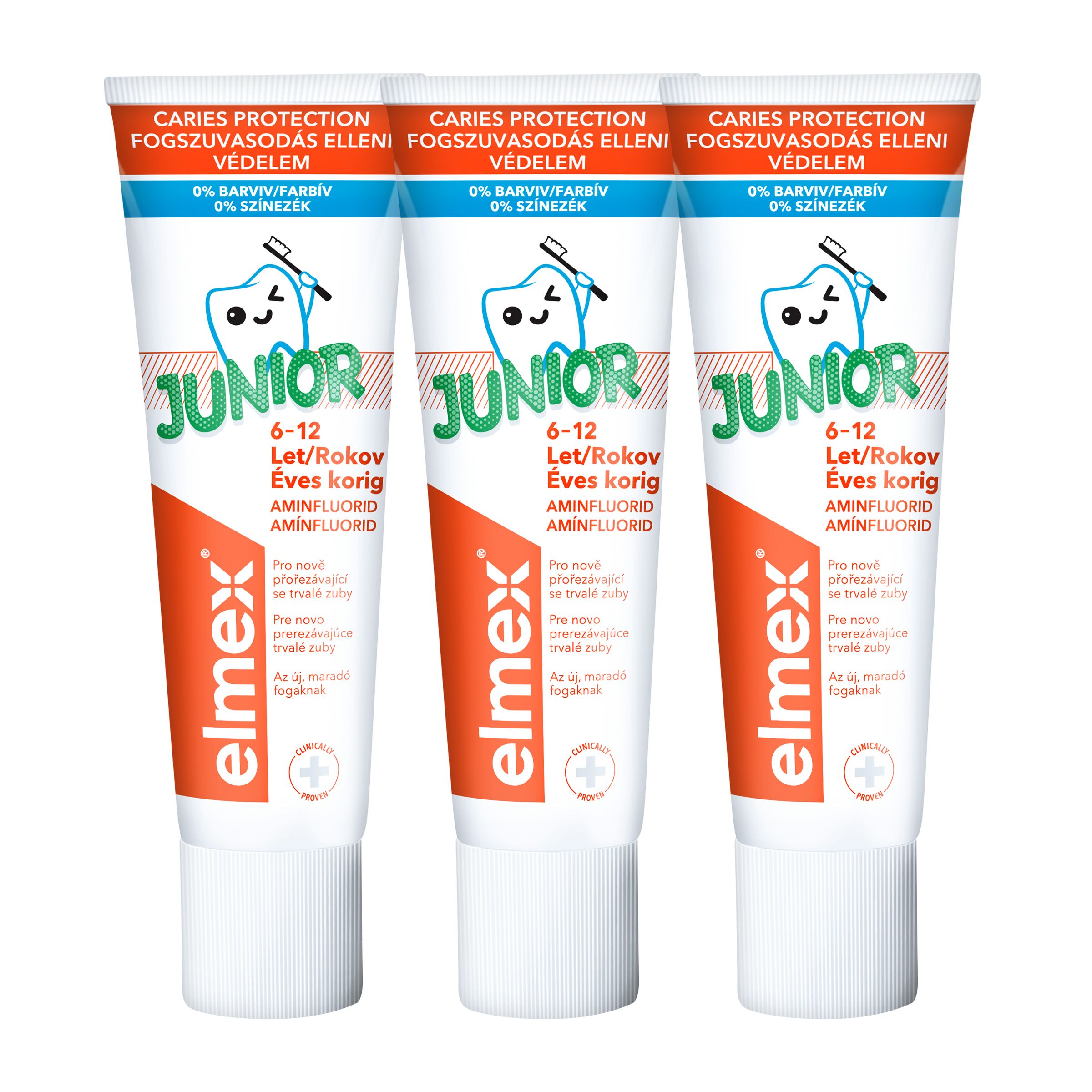 Elmex Junior 6–12 let zubná pasta 3×75 ml