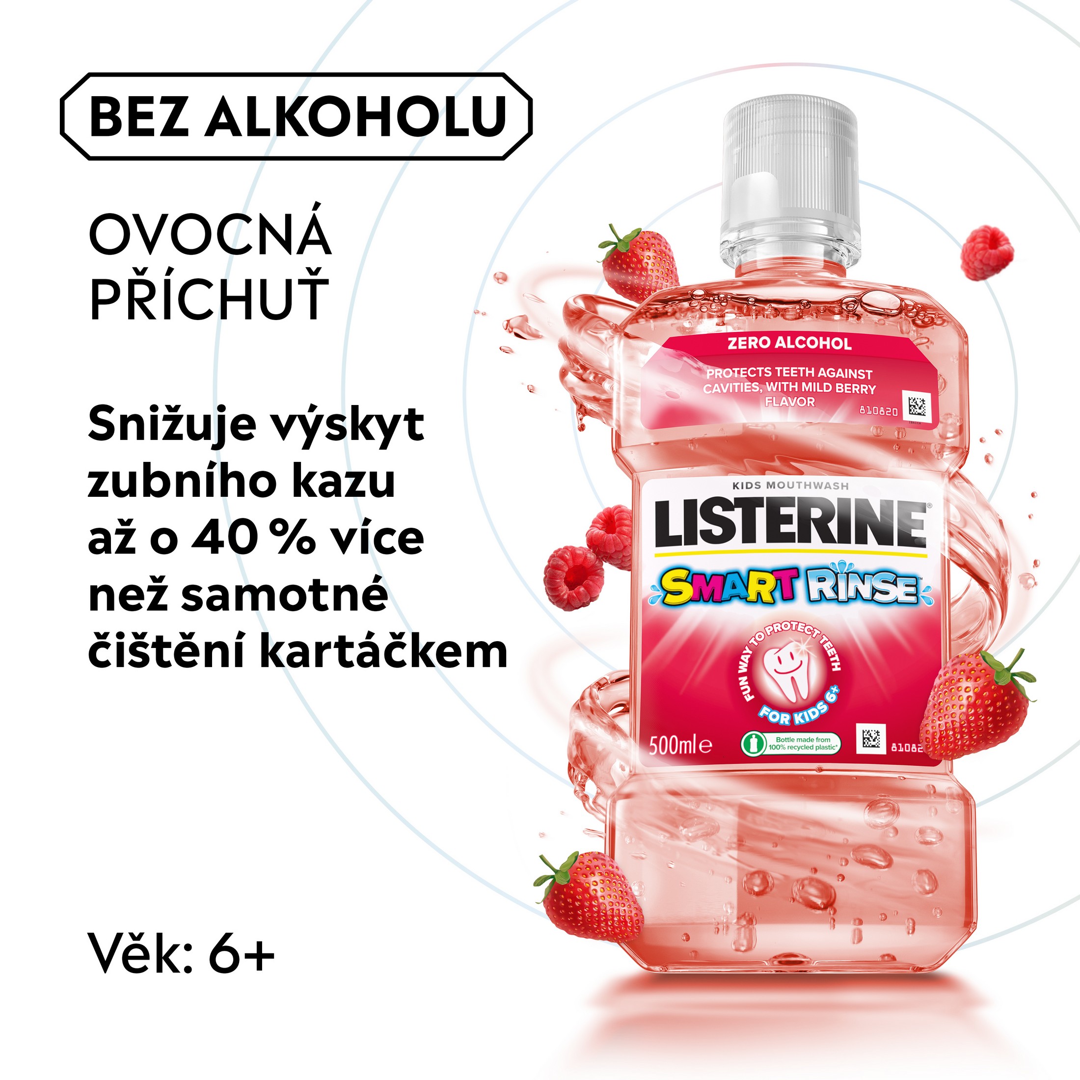 Listerine Smart Rinse Berry detská ústna voda 500 ml