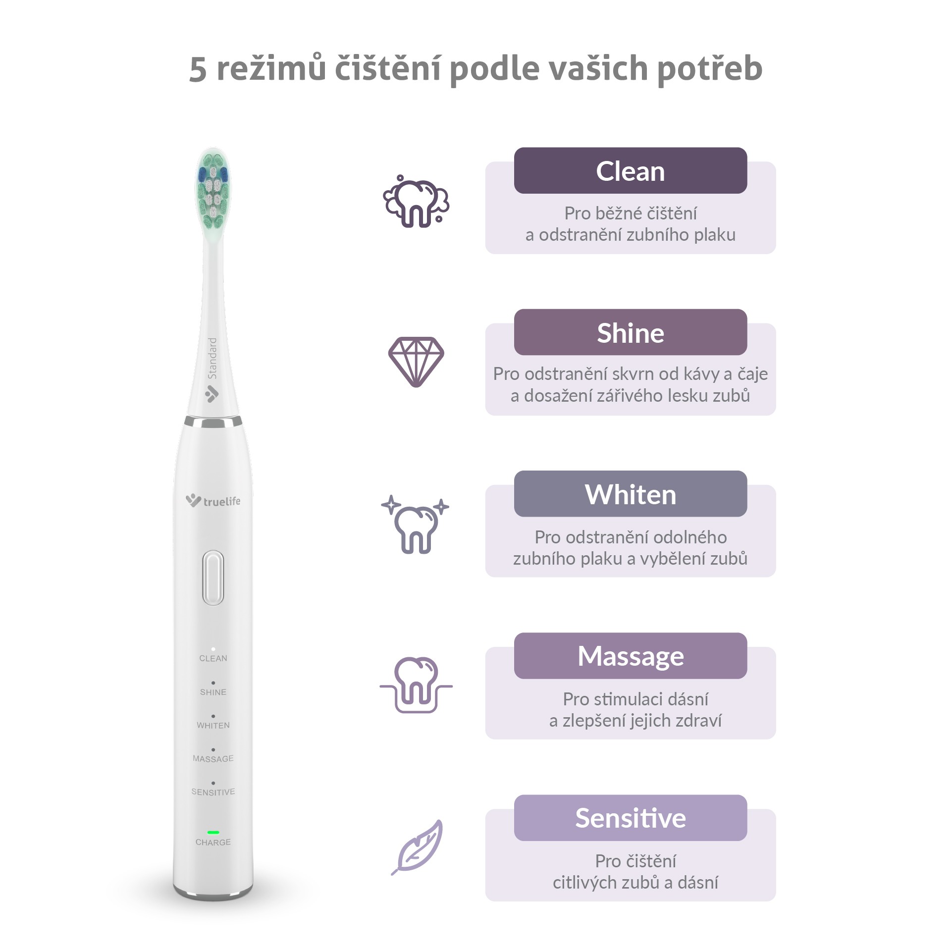 TrueLife SonicBrush Clean30 White sonická kefka - ROZBALENÝ TOVAR