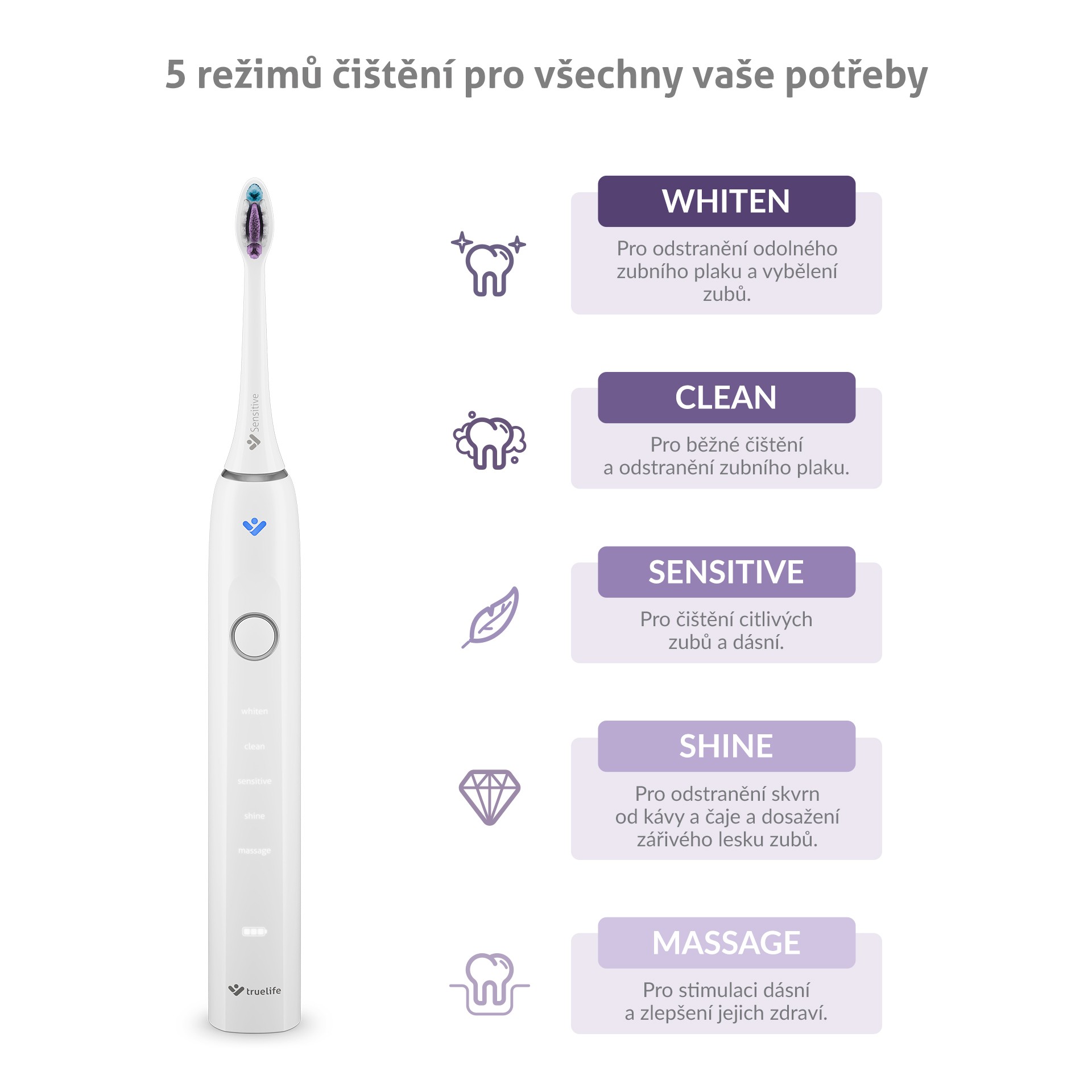 TrueLife SonicBrush Clean70 UV White sonická kefka - ROZBALENÝ TOVAR