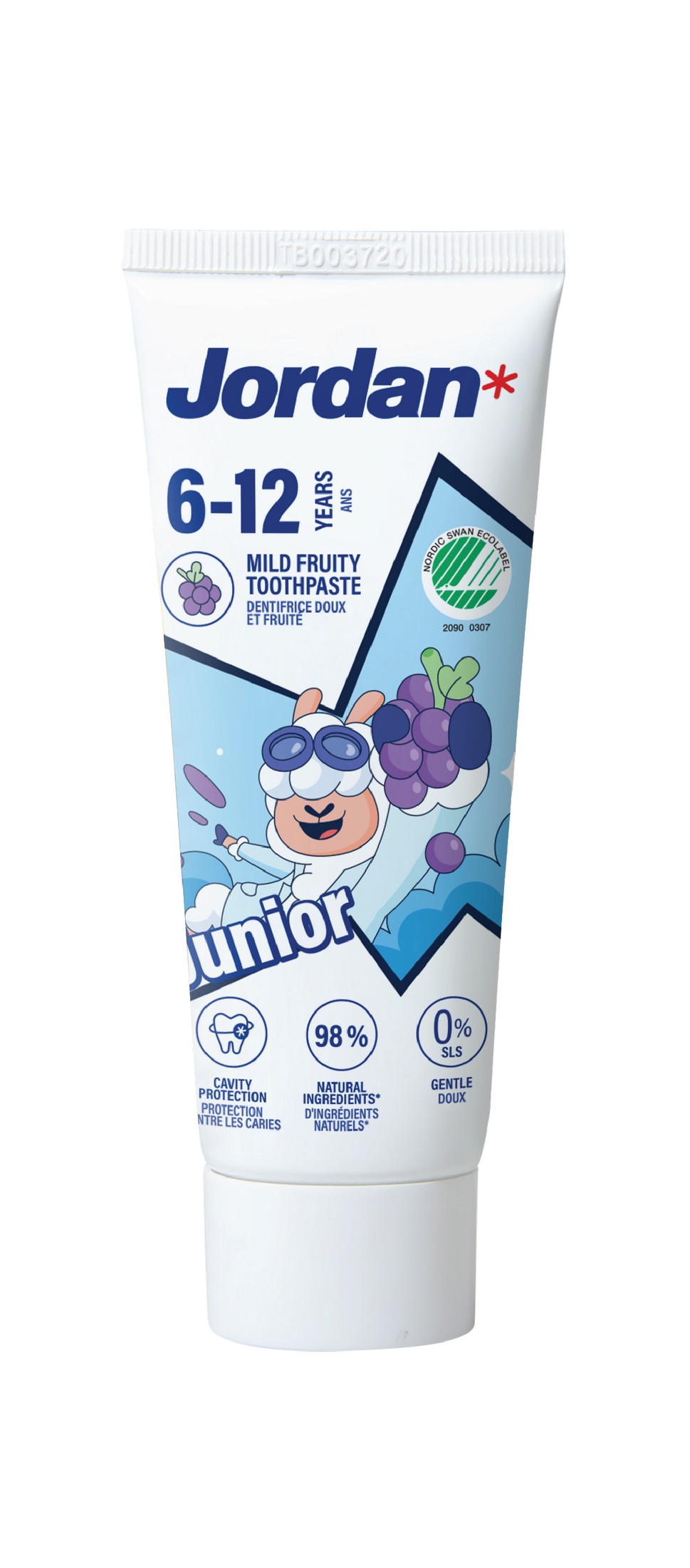 Jordan Junior 6-12 detská zubná pasta 50 ml - Detská zubná pasta Jordan Junior 6-12 rokov ovca biela tuba