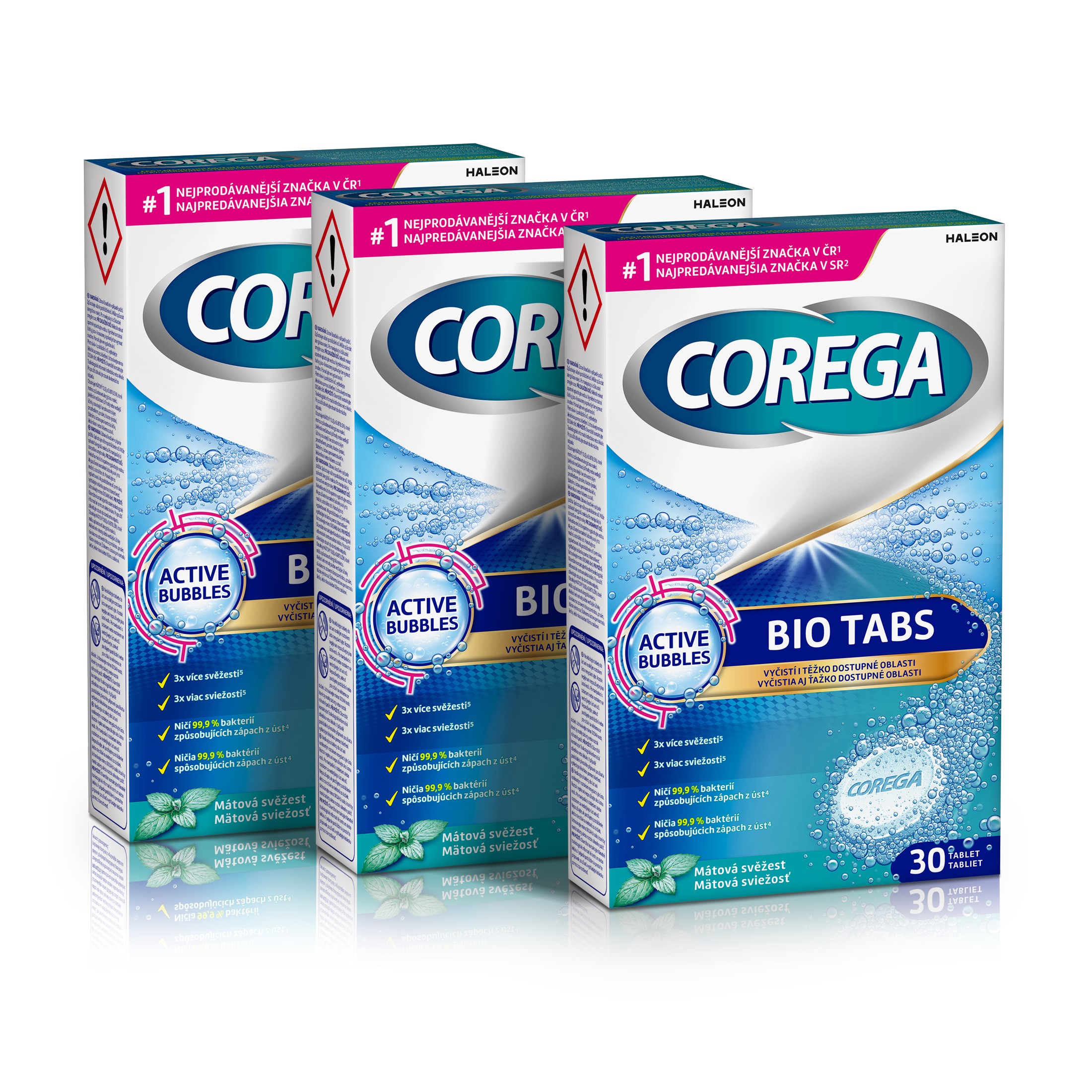 Corega Antibakteriálne čistiace tablety 3x30 ks